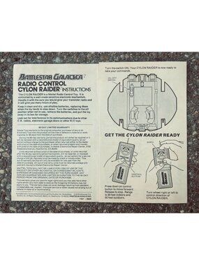 1979 Battlestar Galactica Cylon Raider Instructions Mattel Toy Sheet